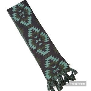 Navajo Patterned Knit Scarf With Tassels